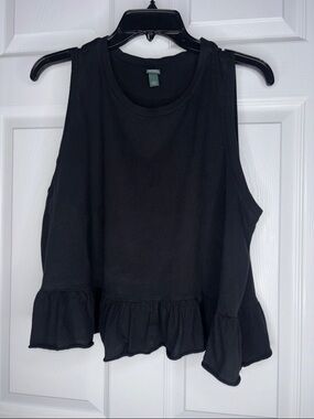 wild fable Black Ruffle-Hem Tank Top